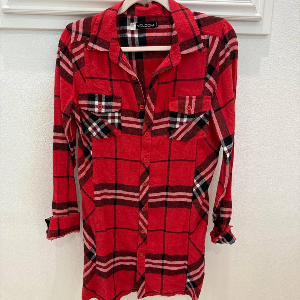 Volcom Red and Black Checkered Shirt